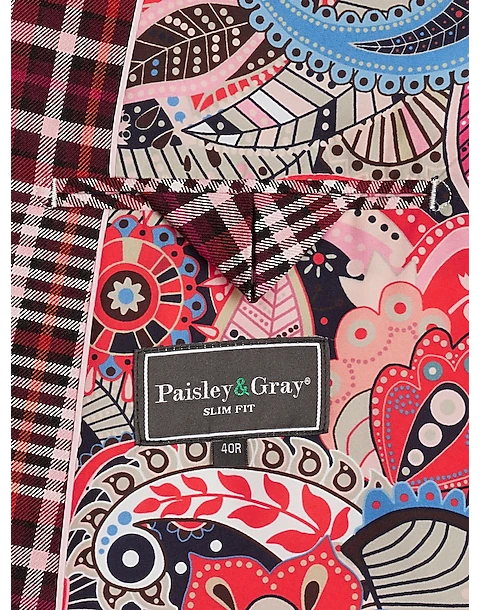 Paisley & Gray Slim Fit Suit Separates Coat, Pink Plaid 4 Paisley & Gray Slim Fit Suit Separates Coat, Pink Plaid - Image 4