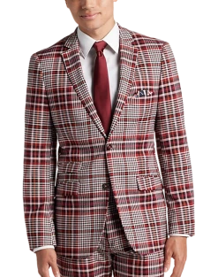 Paisley & Gray Slim Fit Suit Separates Coat, Pink Plaid