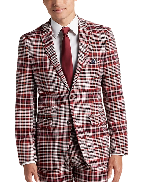 Paisley & Gray Slim Fit Suit Separates Coat, Pink Plaid 1 Paisley & Gray Slim Fit Suit Separates Coat, Pink Plaid
