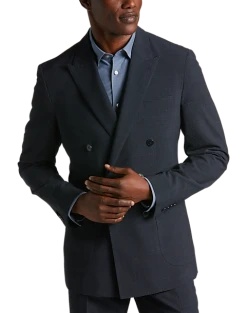 JOE Joseph Abboud Slim Fit Double Breasted Suit Separates Coat, Navy Plaid Seersucker