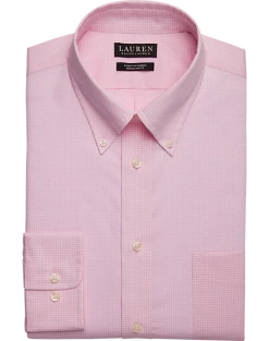 Lauren By Ralph Lauren UltraFlex Regular Fit Button-Down Collar Dress Shirt, Pink Gingham