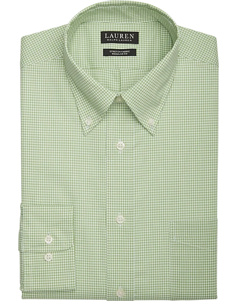 Lauren By Ralph Lauren UltraFlex Regular Fit Button-Down Collar Dress Shirt, Green Gingham 1 Lauren By Ralph Lauren UltraFlex Regular Fit Button-Down Collar Dress Shirt, Green Gingham