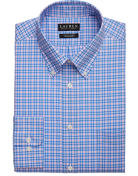 Lauren By Ralph Lauren Classic Fit UltraFlex Button-Down Collar Dress Shirt, Blue Plaid 1 Lauren By Ralph Lauren Classic Fit UltraFlex Button-Down Collar Dress Shirt, Blue Plaid