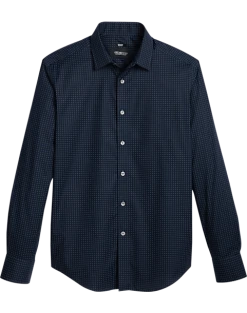 Awearness Kenneth Cole Slim Fit Sport Shirt, Navy Square Dot