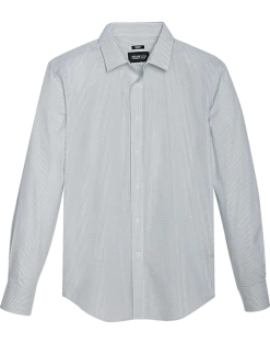 Awearness Kenneth Cole Slim Fit Spread Collar Sport Shirt, Light Green Diamond Stripe