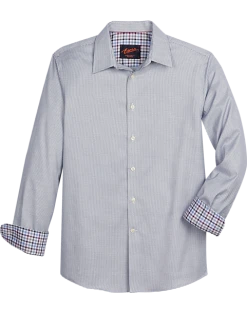 Egara Slim Fit Spread Collar Sport Shirt, Navy Houndstooth
