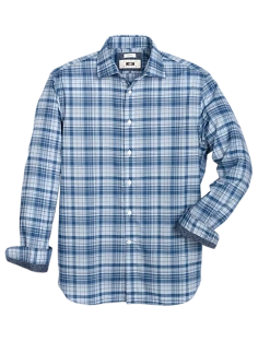Joseph Abboud Modern Fit Spread Collar Sport Shirt, Blue Plaid