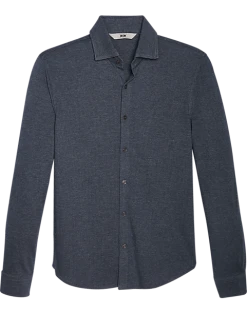 Joseph Abboud Modern Fit Spread Collar Shirt, Navy Blue Houndstooth