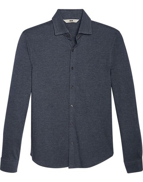 Joseph Abboud Modern Fit Spread Collar Shirt, Navy Blue Houndstooth 1 Joseph Abboud Modern Fit Spread Collar Shirt, Navy Blue Houndstooth