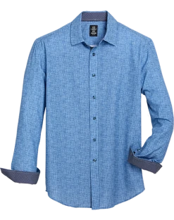 Michael Strahan Modern Fit Sport Shirt, Navy Painted Gingham