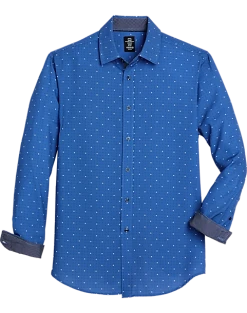 Michael Strahan Slim Fit Sport Shirt, Navy Swirl Dot