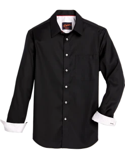 Egara Slim Fit Textured Woven Sport Shirt, Black