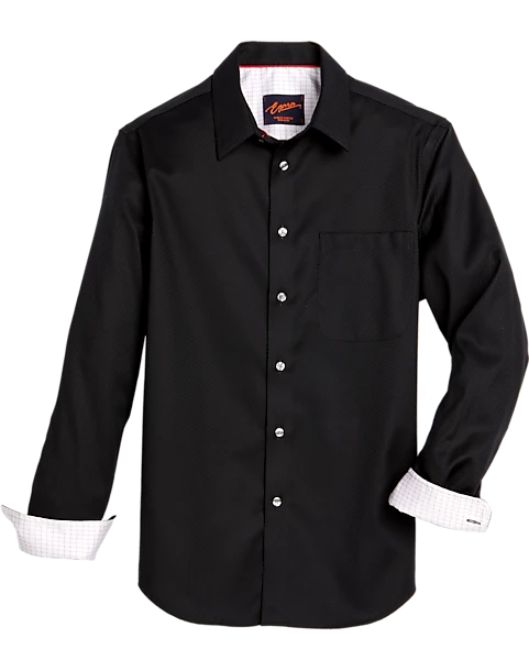 Egara Slim Fit Textured Woven Sport Shirt, Black 1 Egara Slim Fit Textured Woven Sport Shirt, Black