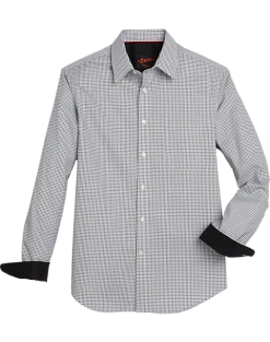 Egara Slim Fit Sport Shirt, Black & White Houndstooth
