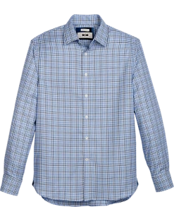 Joseph Abboud Non-Iron Modern Fit Spread Collar Sport Shirt, Blue Check