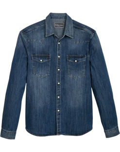 Paisley & Gray Slim Fit Western Shirt, Medium Denim