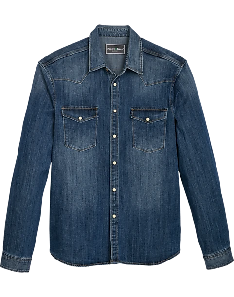 Paisley & Gray Slim Fit Western Shirt, Medium Denim 1 Paisley & Gray Slim Fit Western Shirt, Medium Denim
