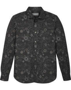 Paisley & Gray Slim Fit Spread Collar Sport Shirt, Black Floral