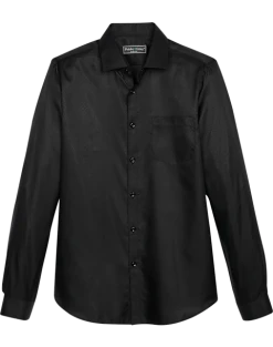 Paisley & Gray Slim Fit Spread Collar Sport Shirt, Black Jacquard