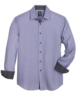 Michael Strahan Modern Fit Spread Collar Sport Shirt, Purple Link