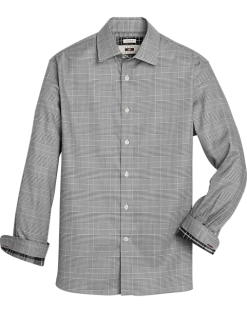 Joseph Abboud Modern Fit Sport Shirt, Black & White Glen Plaid