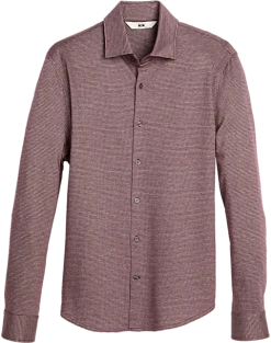 Joseph Abboud Modern Fit Knit Sport Shirt, Burgundy Houndstooth
