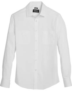 Awearness Kenneth Cole Slim Fit Military Sport Shirt, Bright White