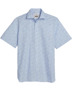 Joseph Abboud Modern Fit Spread Collar Sport Shirt, Light Blue Mini Floral