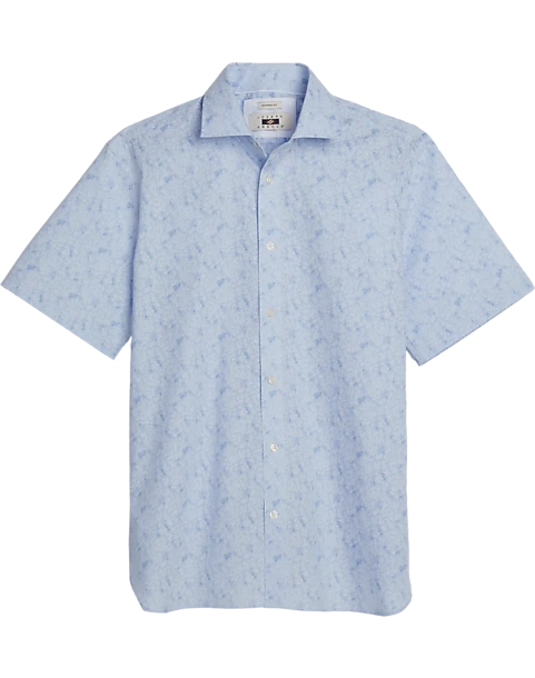 Joseph Abboud Modern Fit Spread Collar Sport Shirt, Light Blue Mini Floral 1 Joseph Abboud Modern Fit Spread Collar Sport Shirt, Light Blue Mini Floral