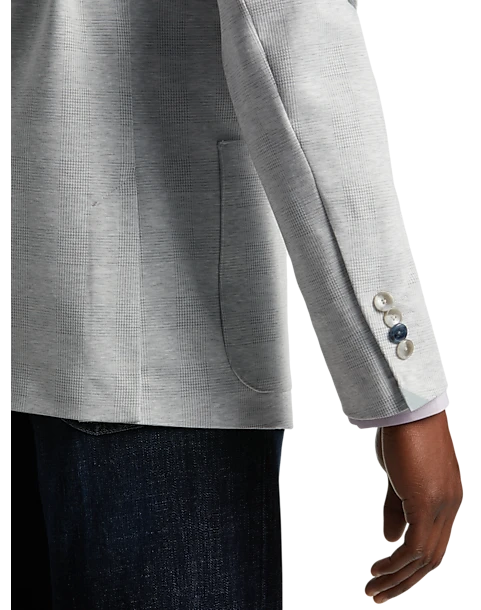 Michael Strahan Modern Fit Knit Soft Jacket, Silver Glen Plaid 2 Michael Strahan Modern Fit Knit Soft Jacket, Silver Glen Plaid - Image 2