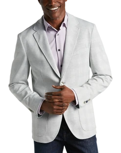 Michael Strahan Modern Fit Knit Soft Jacket, Silver Glen Plaid