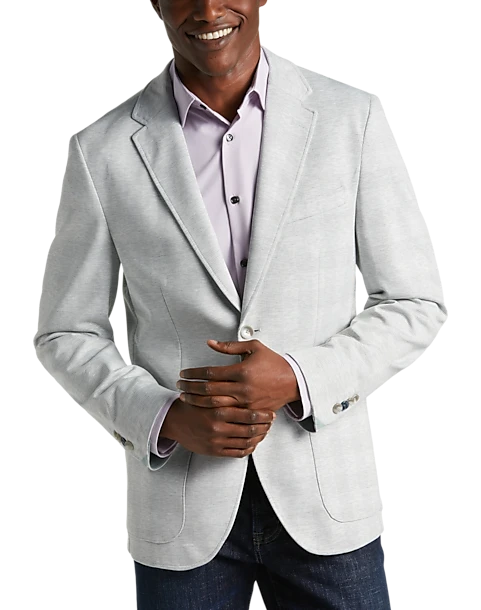 Michael Strahan Modern Fit Knit Soft Jacket, Silver Glen Plaid 1 Michael Strahan Modern Fit Knit Soft Jacket, Silver Glen Plaid