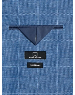 Michael Strahan Modern Fit Knit Sport Coat, Medium Blue Windowpane -Joseph Abboud Sales MW40 6MLA 14 MICHAEL STRAHAN MED BLUE ALT2