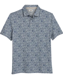 Joseph Abboud Modern Fit Short Sleeve Polo Shirt, Gray & Blue Floral