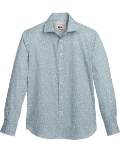 Joseph Abboud Modern Fit Sport Shirt, Teal Fossil Leaf