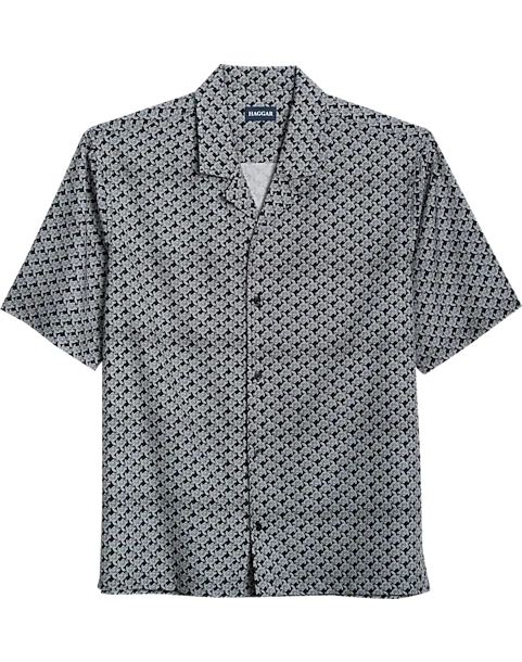 Haggar Modern Fit Short Sleeve Camp Shirt, Black Turtles 1 Haggar Modern Fit Short Sleeve Camp Shirt, Black Turtles