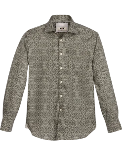 Joseph Abboud Modern Fit Spread Collar Sport Shirt, Olive Brocade