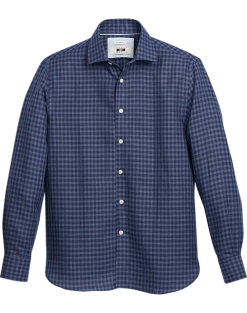 Joseph Abboud Modern Fit Linen Blend Shirt, Navy Gingham