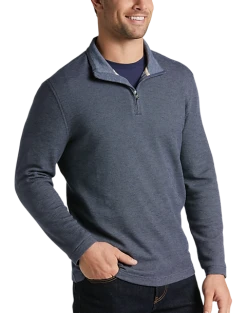Joseph Abboud Modern Fit Textured Knit 1/4 Zip Sweater, Navy