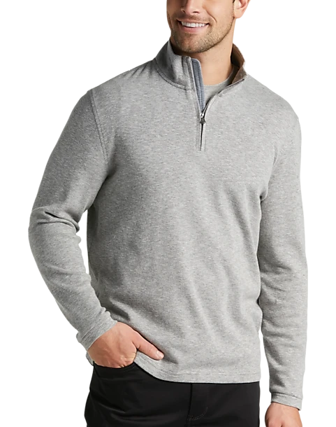 Joseph Abboud Modern Fit Textured Knit 1/4 Zip Sweater, Gray 1 Joseph Abboud Modern Fit Textured Knit 1/4 Zip Sweater, Gray