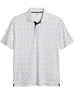 Haggar Modern Fit LIFE KHAKI™ Short Sleeve Polo, White Seahorse Pattern