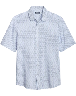 Haggar Modern Fit Short Sleeve Pique Sport Shirt, Light Blue
