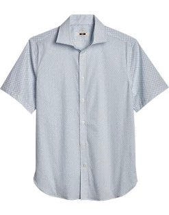 Joseph Abboud Modern Fit Short Sleeve Sport Shirt, Teal Micro Paisley