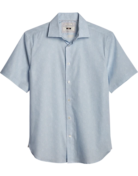 Joseph Abboud Modern Fit Short Sleeve Sport Shirt, Light Blue Leaf 1 Joseph Abboud Modern Fit Short Sleeve Sport Shirt, Light Blue Leaf