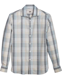 Joseph Abboud Modern Fit Sport Shirt Light Blue Madras Plaid