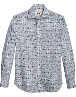 Joseph Abboud Modern Fit Sport Shirt, Blue Paisley Mosaic