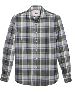 Joseph Abboud Modern Fit Sport Shirt Olive Madras Plaid