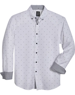 Michael Strahan Four-Way Stretch Modern Fit Sport Shirt, Navy Stars