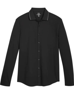 Michael Strahan Modern Fit Popcorn Knit Sport Shirt, Black