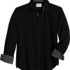 Con.Struct Four-Way Stretch Slim Fit Spread Collar Sport Shirt, Black